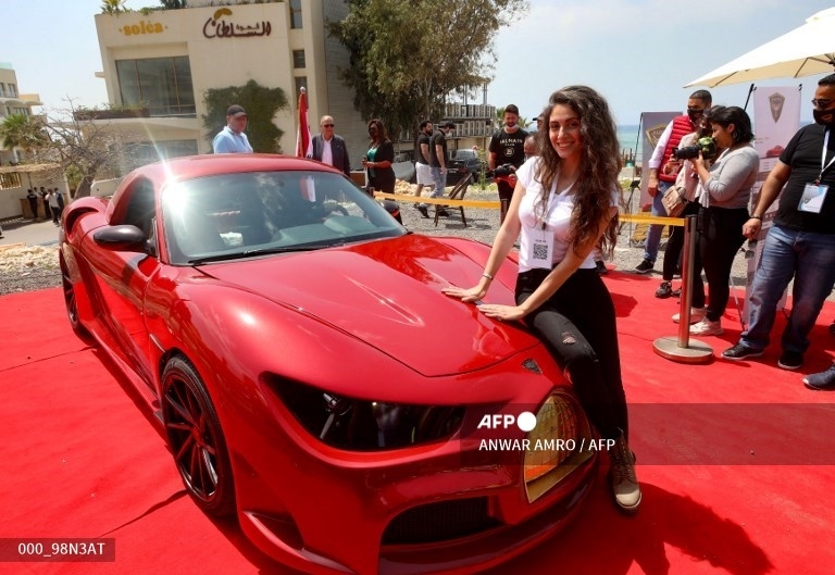 It was built in Lebanon "from start to finish", he said of the prototype, emblazoned at the front with a golden logo of the Dome of the Rock, the shrine in Jerusalem's al-Aqsa mosque compound, Islam's third holiest site.