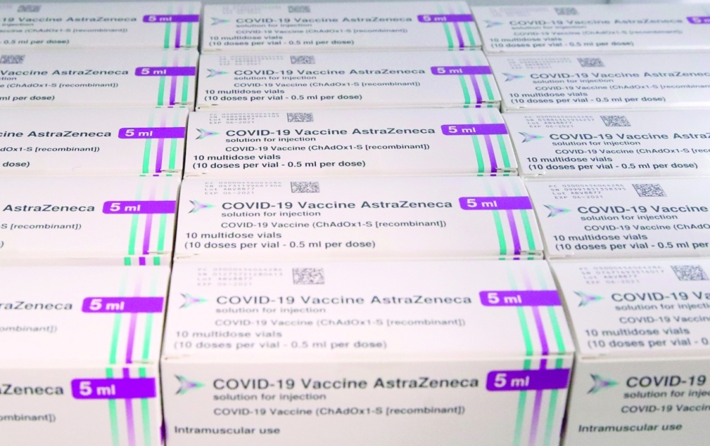 Boxes of AstraZeneca Covid-19 vaccine are seen at a vaccination centre, amid the coronavirus disease outbreak in Ronquieres, Belgium. - Reuters
