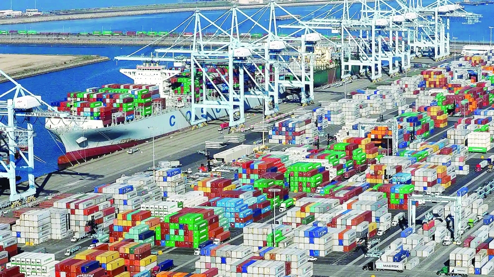 Containers are stacked up at the port in Long Beach, California. — Reuters 