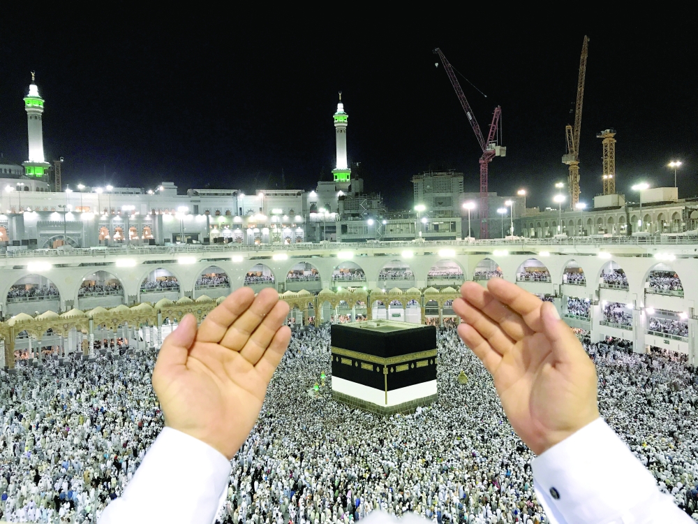 Muslims pray at the Grand mosque ahead of the annual Haj pilgrimage in Mecca