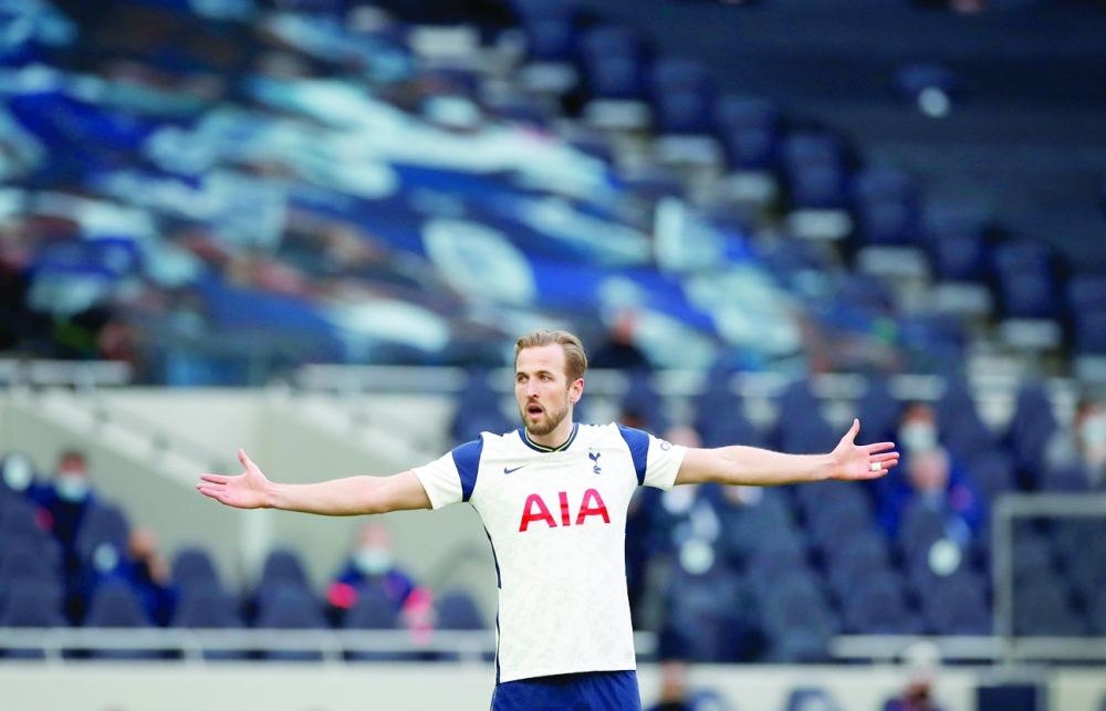 Tottenham Hotspur's Harry Kane reacts. -- Reuters