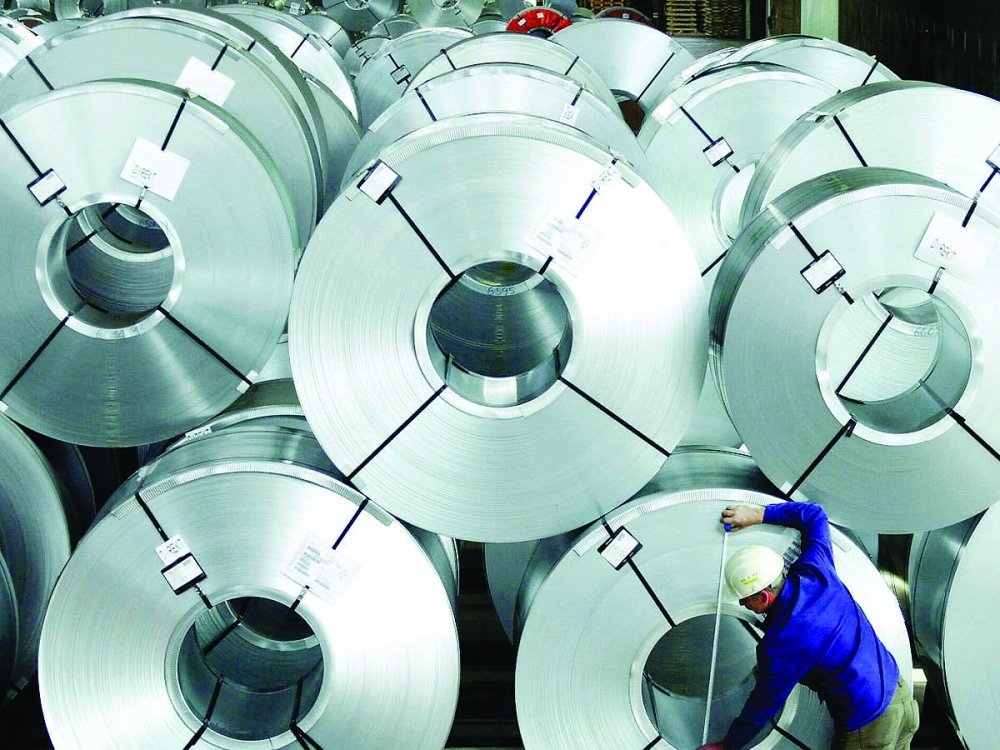 A man is seen working inside Liberty Steel's Dalzell steel plant in Motherwell, Britain. — Reuters