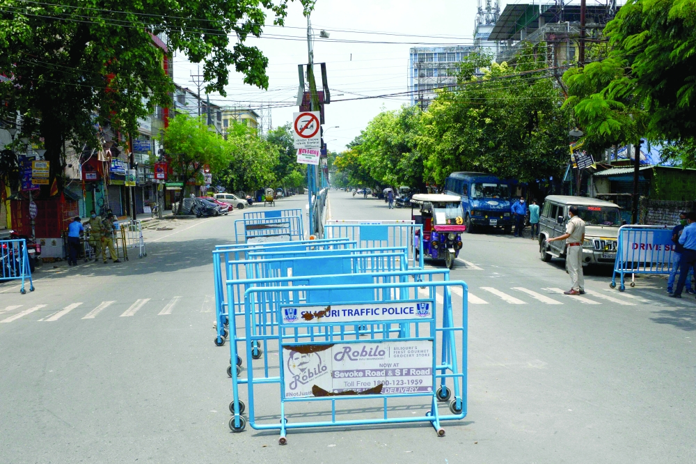 Deserted roads are seen during a lockdown imposed as preventive measure against the spread of the coronavirus in Siliguri. - AFP 