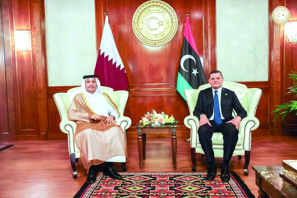 Libyan Prime Minister Abdulhamid Dbeibeh meets with Qatar's Deputy Prime Minister and Minister of Foreign Affairs Mohammed bin Abdulrahman Al Thani in Tripoli, Libya May 23, 2021.  