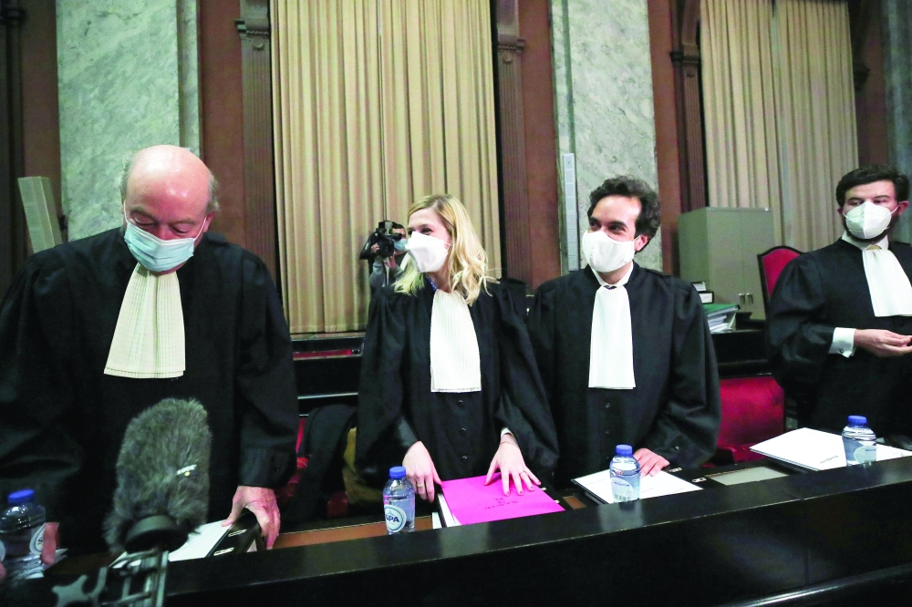 Lawyers for the European Commission attend a hearing at a Belgian court in the legal case against the AstraZeneca in Brussels on Wednesday. — Reuters
