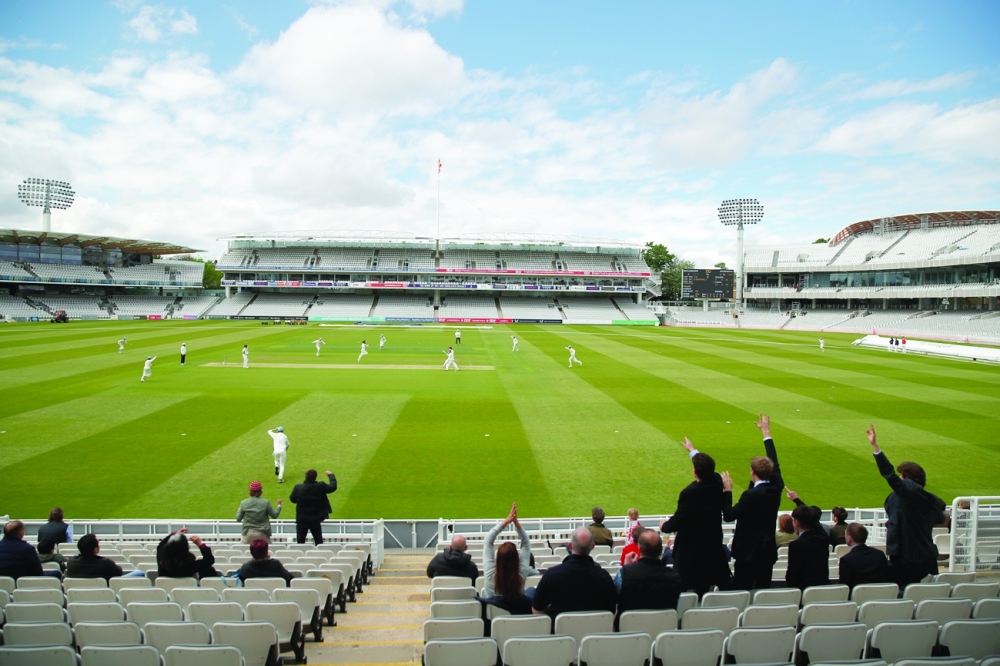 General view as fans watch a match at the Lord's Cricket Ground, London. -- Reuters