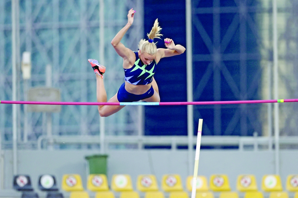 Katie Nageotte of the US competes in the women's pole vault final. -- AFP