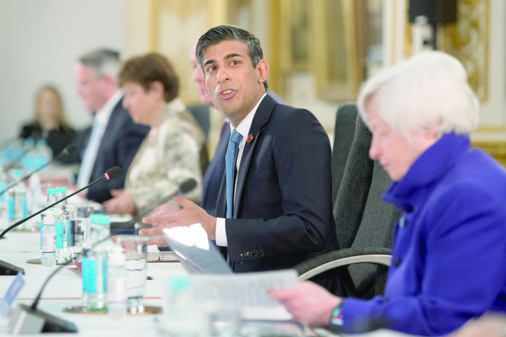 Britain's Chancellor of the Exchequer Rishi Sunak attends a meeting of finance ministers from across the G7 nations ahead of the G7 leaders' summit in London. - Reuters
