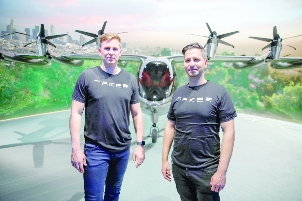 Adam Goldstein (R) and Brett Adcock, co-founders and co-CEOs of flying taxi company Archer Aviation, rehearse for the unveiling of their all-electric aircraft from a facility in Hawthorne, California. - Reuters 