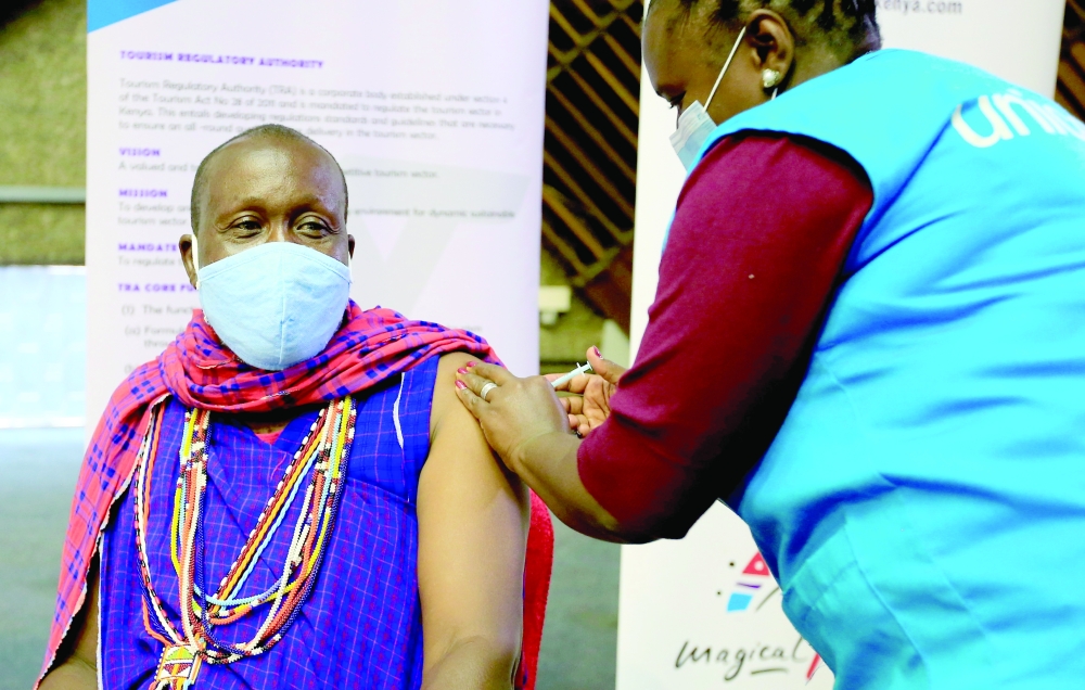 A man receives vaccine against the coronavirus disease under the COVAX scheme, in Nairobi, Kenya. — Reuters file photo
