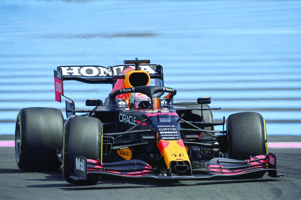 Red Bull's Dutch driver Max Verstappen drives during the second practice session. -- AFP 