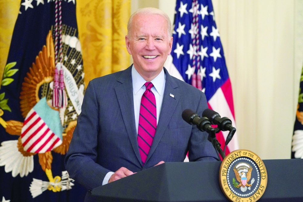US President Joe Biden delivers remarks on the bipartisan infrastructure deal in the East Room of the White House in Washington. - Reuters 
