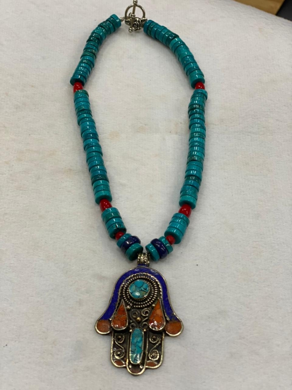 Fatima hand with Turquoise Stone ( Arabic Design)