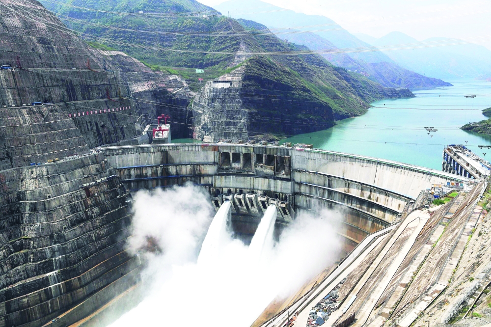 Aerial photo shows the 289-metre tall Baihetan Hydropower Station in Zhaotong, in China’s southwestern Yunnan province. — AFP
