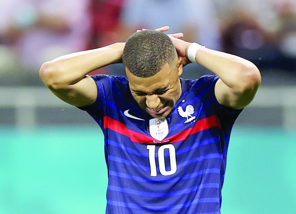 France's Kylian Mbappe reacts. -- Reuters