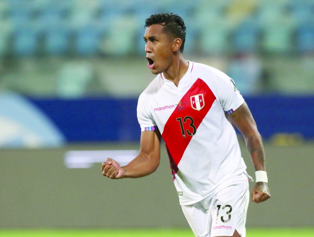Peru's Renato Tapia celebrates after the match. -- Reuters
