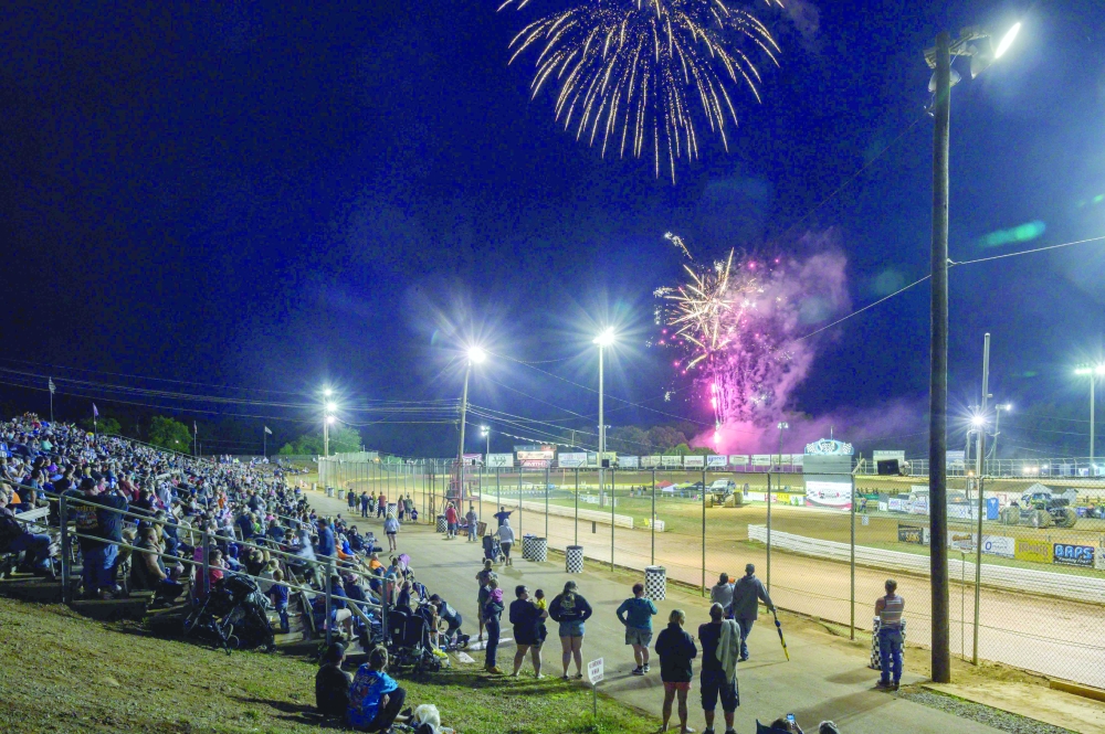 Fireworks explode at the 'Monster Freedom Fest' during Independence Day weekend celebrations at the Lincoln Speedway in Abbottstown, Pennsylvania on Saturday. -- AFP