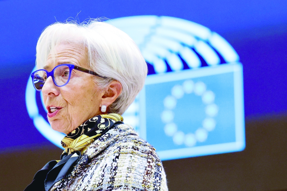 ECB President Lagarde attends a plenary session at the European Parliament in Brussels. — Reuters