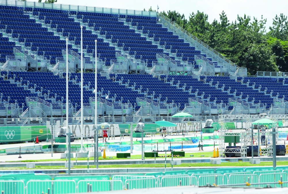 Spectator seats are seen at Kasai Canoe Slalom Centre, canoe slalom competition venue for the Tokyo 2020 Olympic Games. -- Reuters