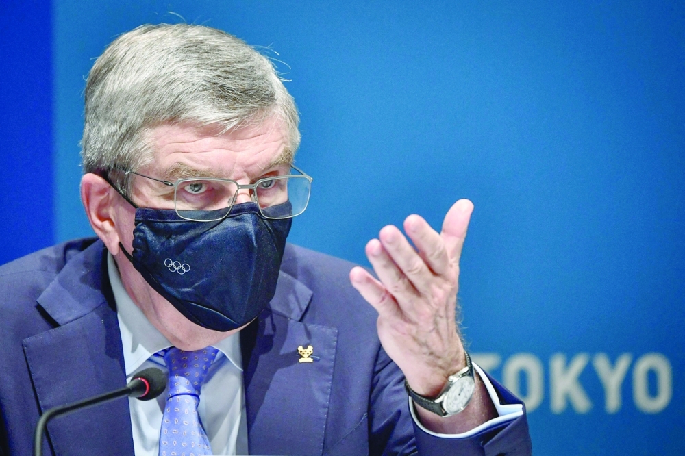 International Olympic Committee (IOC) president Thomas Bach gestures during a news conference. -- AFP