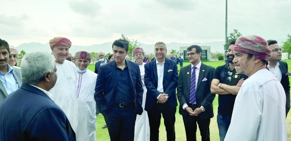 BCCI president Sourav Ganguly interacts with the Oman Cricket officials.