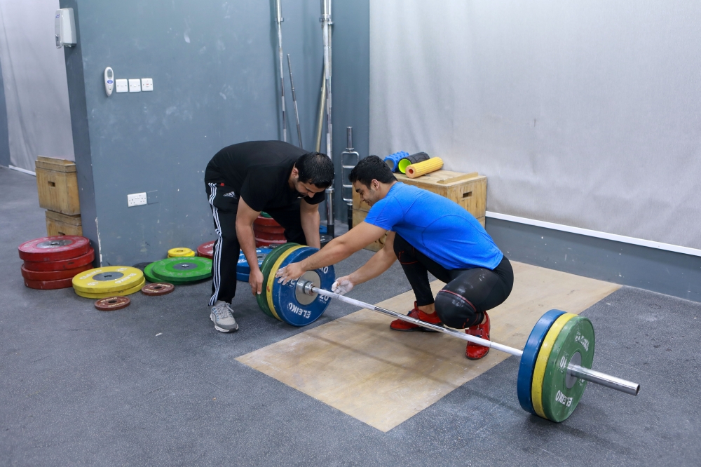 Gaza weight-lifter Mohammad Hamada who is the first Palestinian to compete in the game at the Olympics. -- Reuters