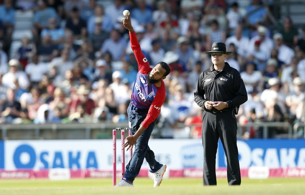England's Adil Rashid in action. -- Reuters