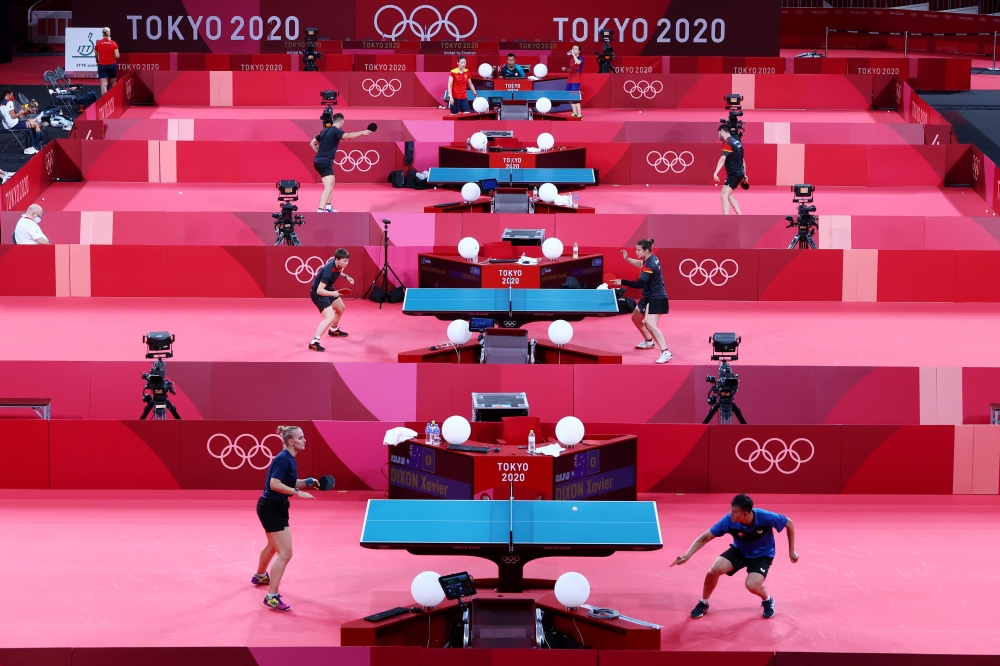 General view of athletes during training. -- Reuters