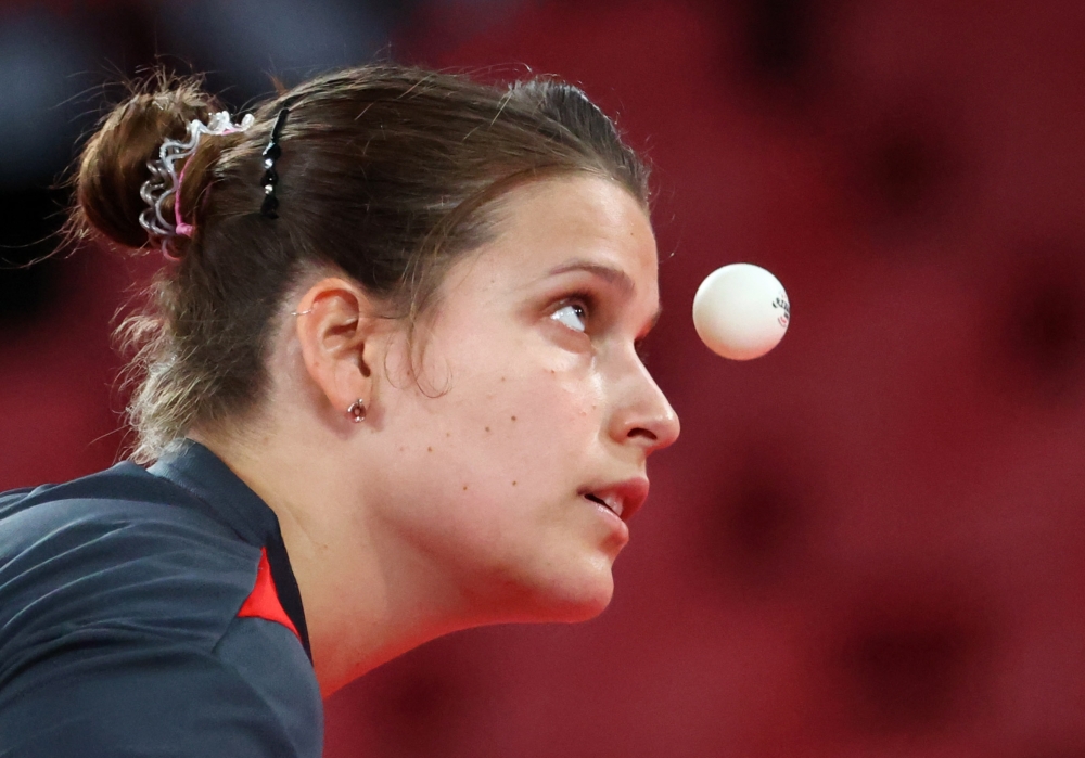 Petrissa Solja of Germany during training. -- Reuters