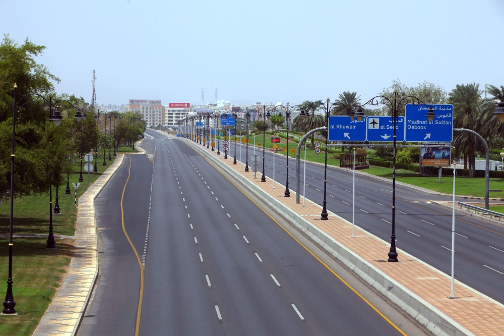 The Sultan Qaboos Street in Muscat is pictured amidst a Covid-19 lockdown on Tuesday. PHOTO BY MOHAMMED MAHJOUB