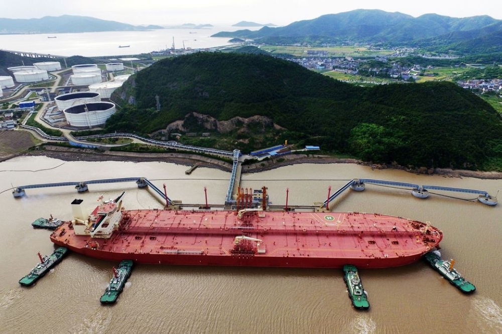 A VLCC oil tanker is seen at a crude oil terminal in Ningbo Zhoushan port, Zhejiang province, China. — Reuters