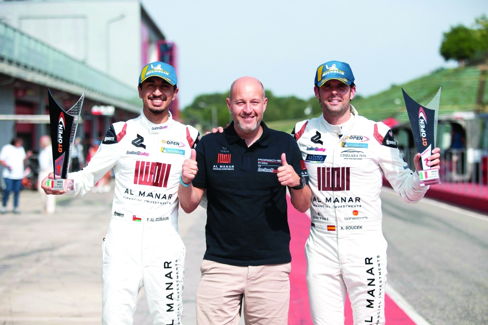 Lechner Racing's Al-Zubair and Soucek celebrate the wn.