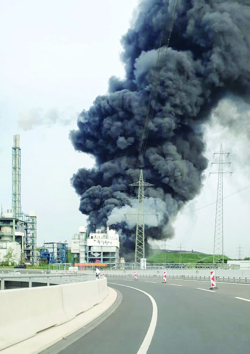 Smoke billows following an explosion in Leverkusen, Germany, on Tuesday. - Reuters