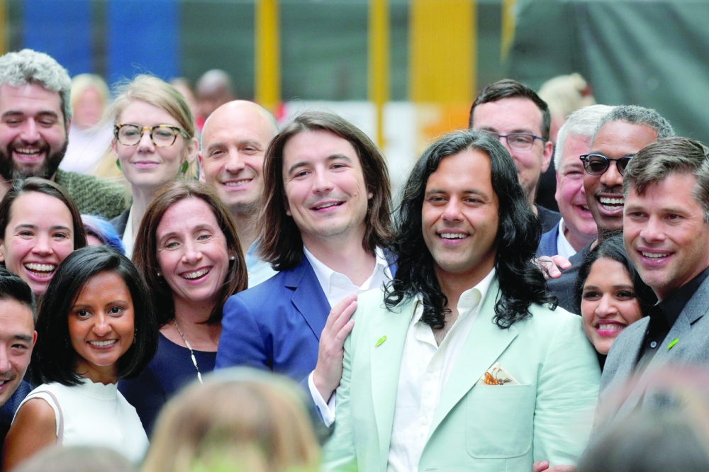 Vlad Tenev and Baiju Bhatt, co-founders of Robinhood Markets, Inc, attend their company's IPO at the Nasdaq Market site in Times Square in New York City. - Reuters