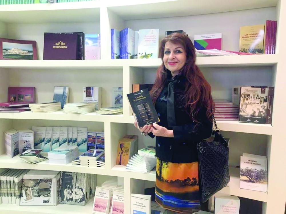 Fabienne Herbane  at the Oman stall at Paris Book Fair