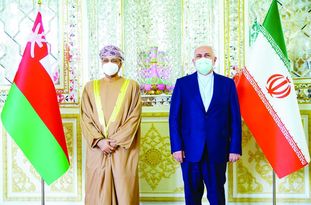 Sayyid Badr with Dr Mohammad Javad Zarif in Tehran on Tuesday. 