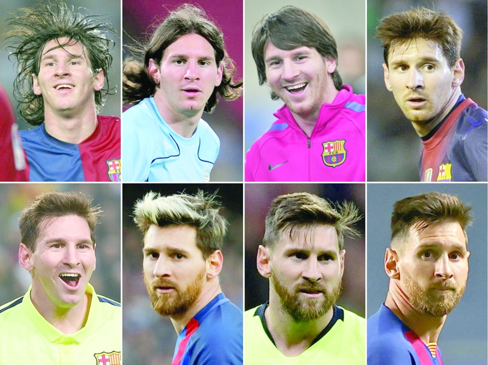 (FILES)This combination of file pictures created on August 26, 2020 shows (L to R and TOP to BOTTOM) Barcelona's Argentinian Leo Messi in 2006, 2008, 2010, 2012, 2014, 2016, 2018. -- AFP