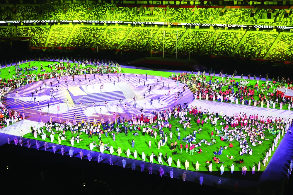 Performers during the closing ceremony of Tokyo 2020 Olympics. -- Reuters