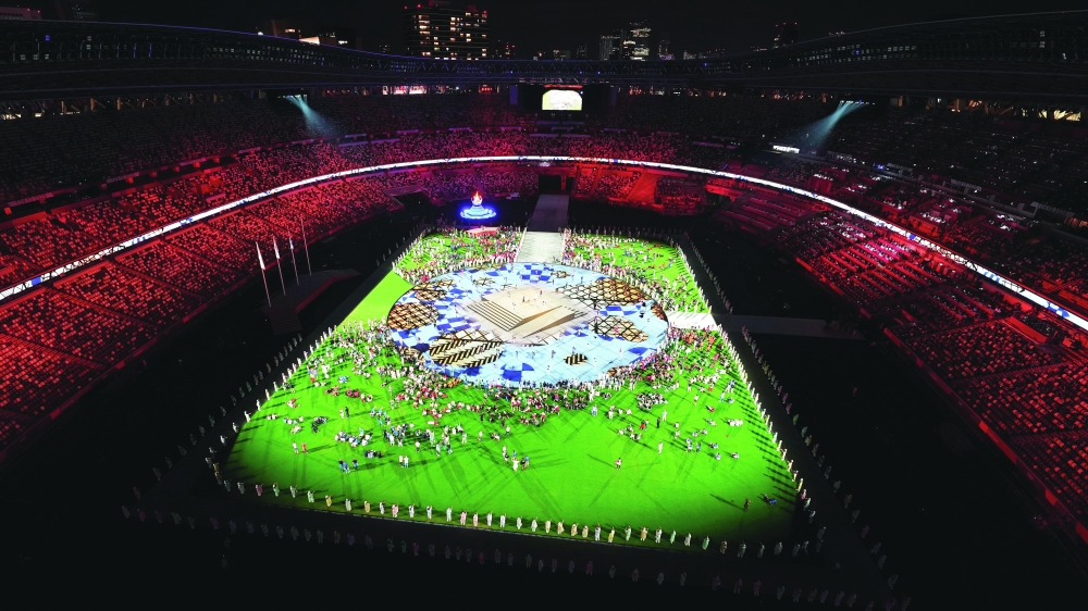 Performers during the closing ceremony of Tokyo 2020 Olympics. -- Reuters