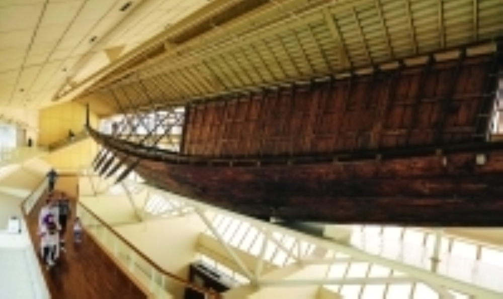 FILE PHOTO: King Khufu's solar boat is displayed at a museum on the northern side of Khufu's Great Pyramid