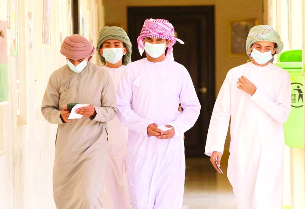 School students at a vaccination centre. 