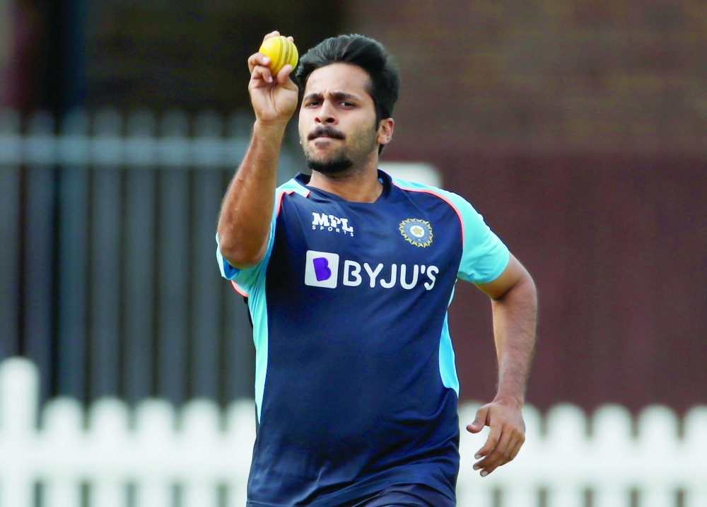 India's Shardul Thakur during nets session. -- Reuters 