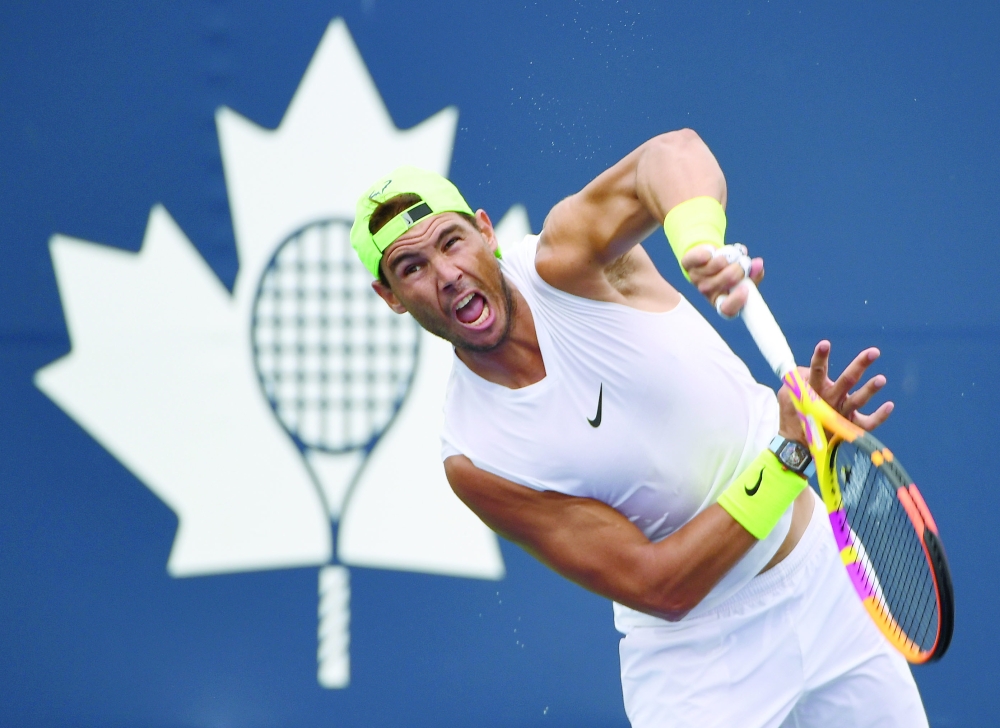 Rafael Nadal of Spain during practice in Toronto.