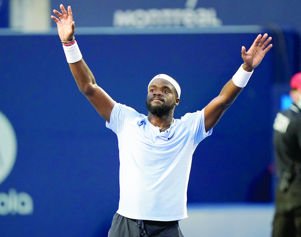 Frances Tiafoe of the United States celebrates his win over Denis Shapovalov of Canada. — USA Today Sports