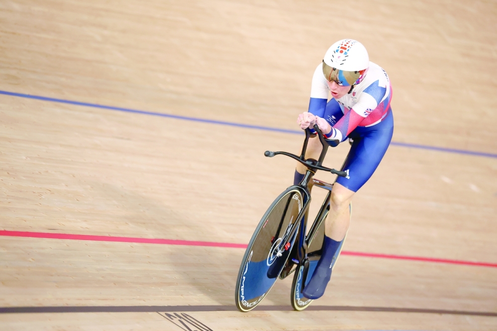 Sarah Storey of Britain during the women's C5 3000m Individual Pursuit final in Tokyo. -- Reuters