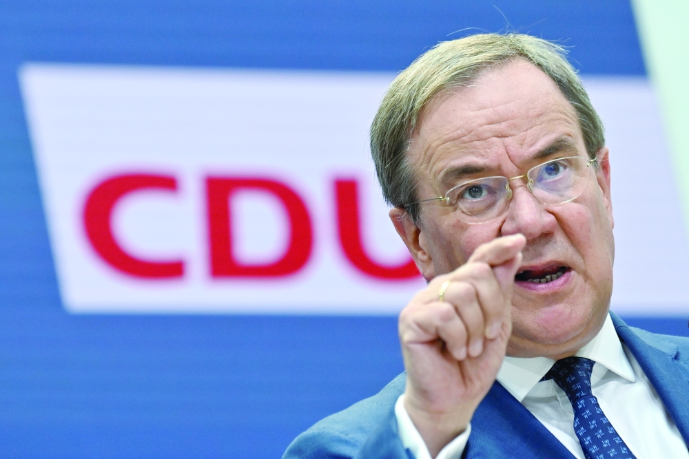 North Rhine-Westphalia's State Premier, CDU leader and candidate for chancellor Armin Laschet during a news conference in Berlin. - Reuters 