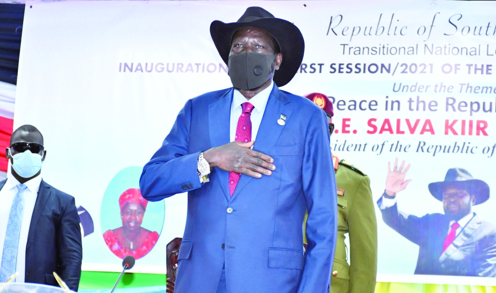 South Sudan's President Salva Kiir is seen at the opening session of parliament in Juba, South Sudan on Monday. - Reuters