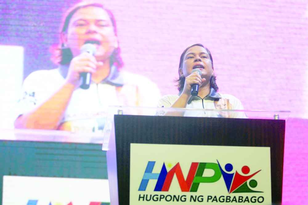 Sara Duterte, Davao City Mayor and daughter of Philippine President Rodrigo Duterte, delivers a speech during a senatorial campaign. -- Reuters