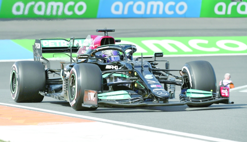 Mercedes' Lewis Hamilton in action during practice. --  Reuters