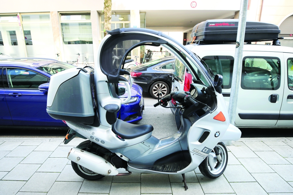 A Mercedes-Benz scooter is seen ahead of the Munich Motor Show IAA Mobility 2021 in Munich. - Reuters